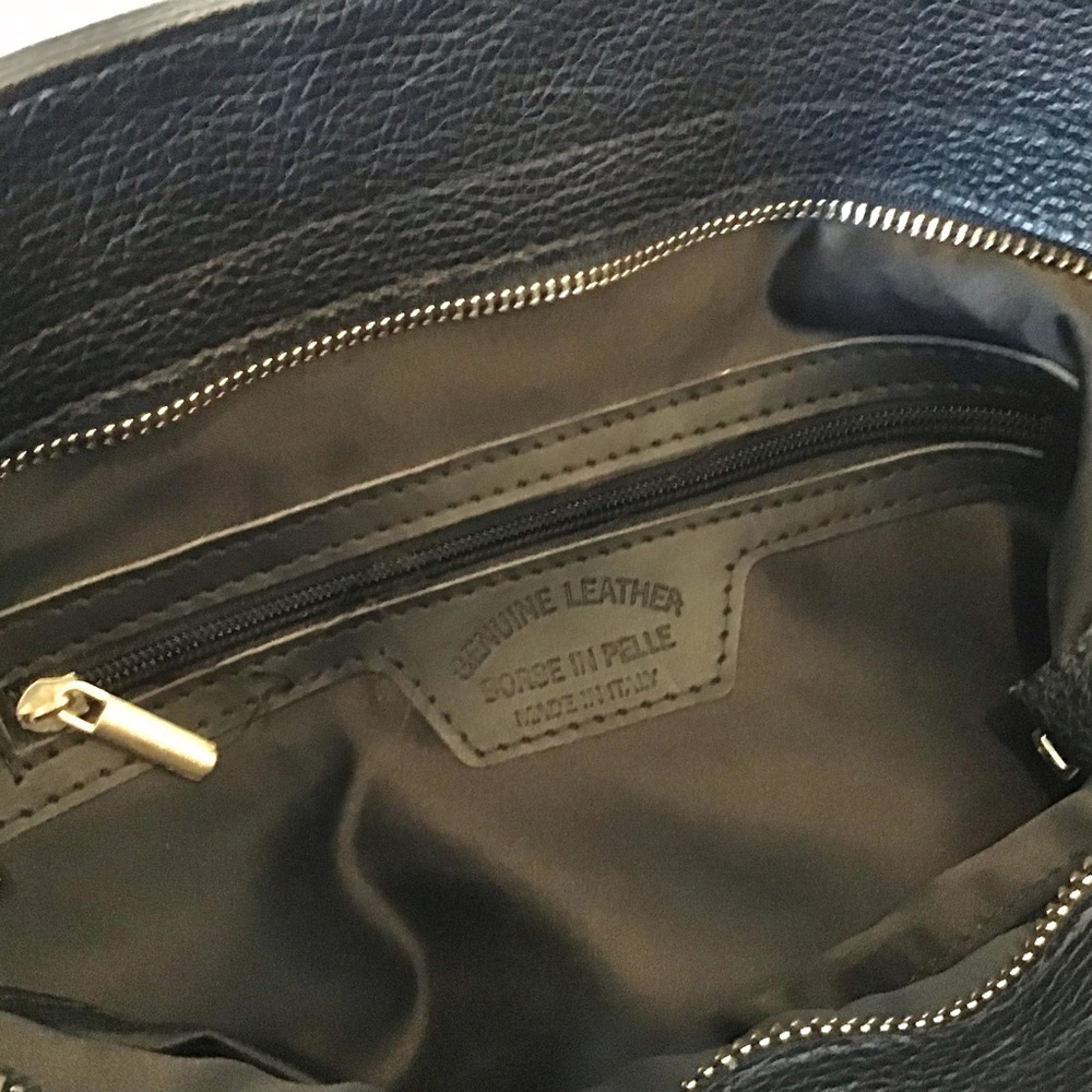 Leather Slouchy Tote/Hobo Bag Made in Italy, Black - Picture 7 of 8